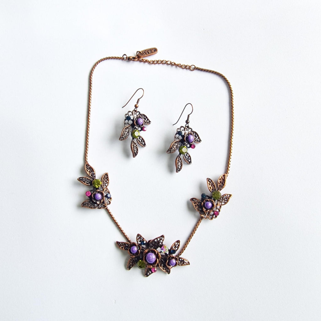 EAST Copper Floral Necklace & Earrings Set