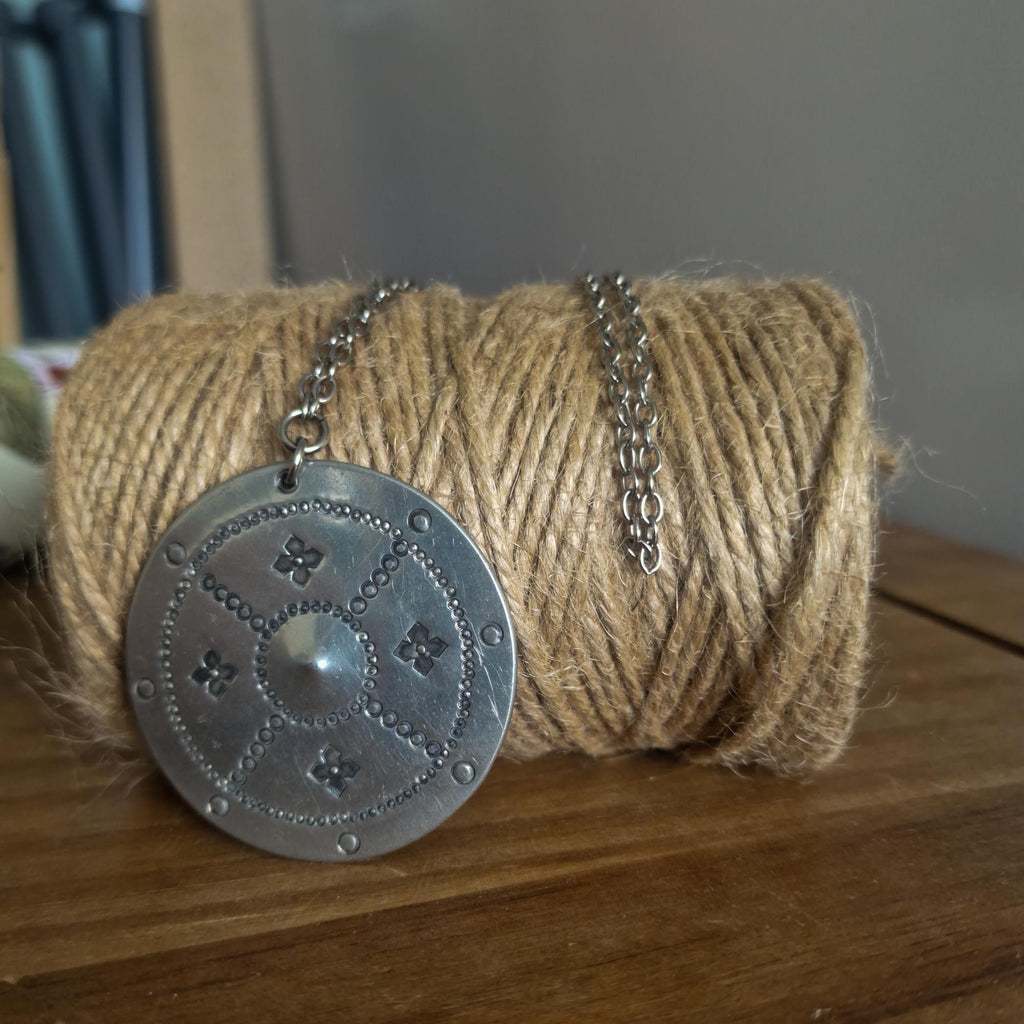Large Geometric Disc Pendant Necklace